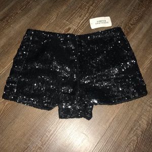 Black/Silver sequin shorts with zipper-forever 21